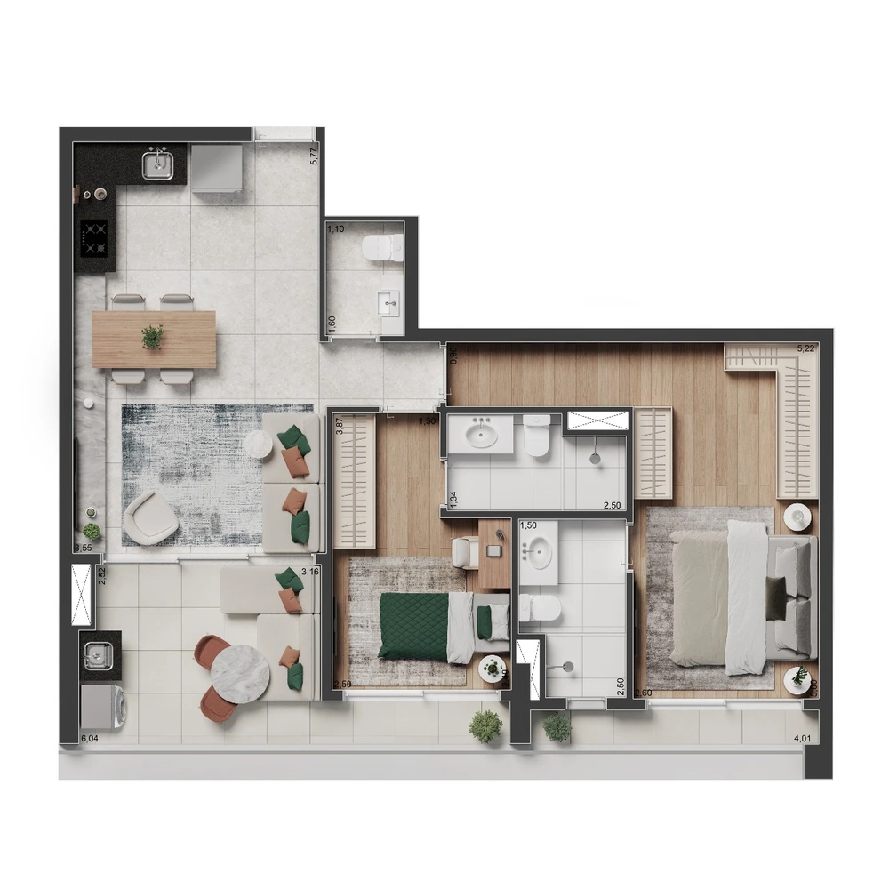 Planta Planta — 74 m²