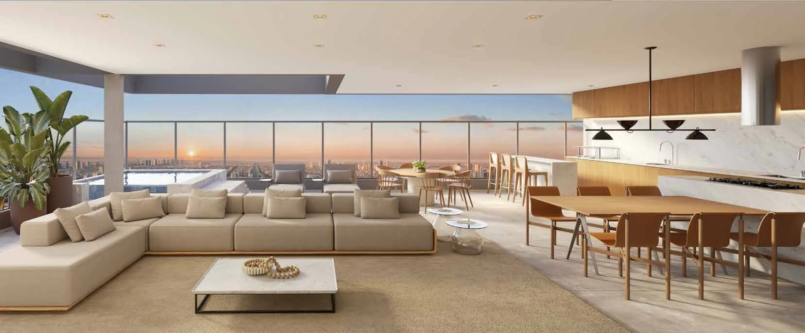 Living do apartamento de 167 m²