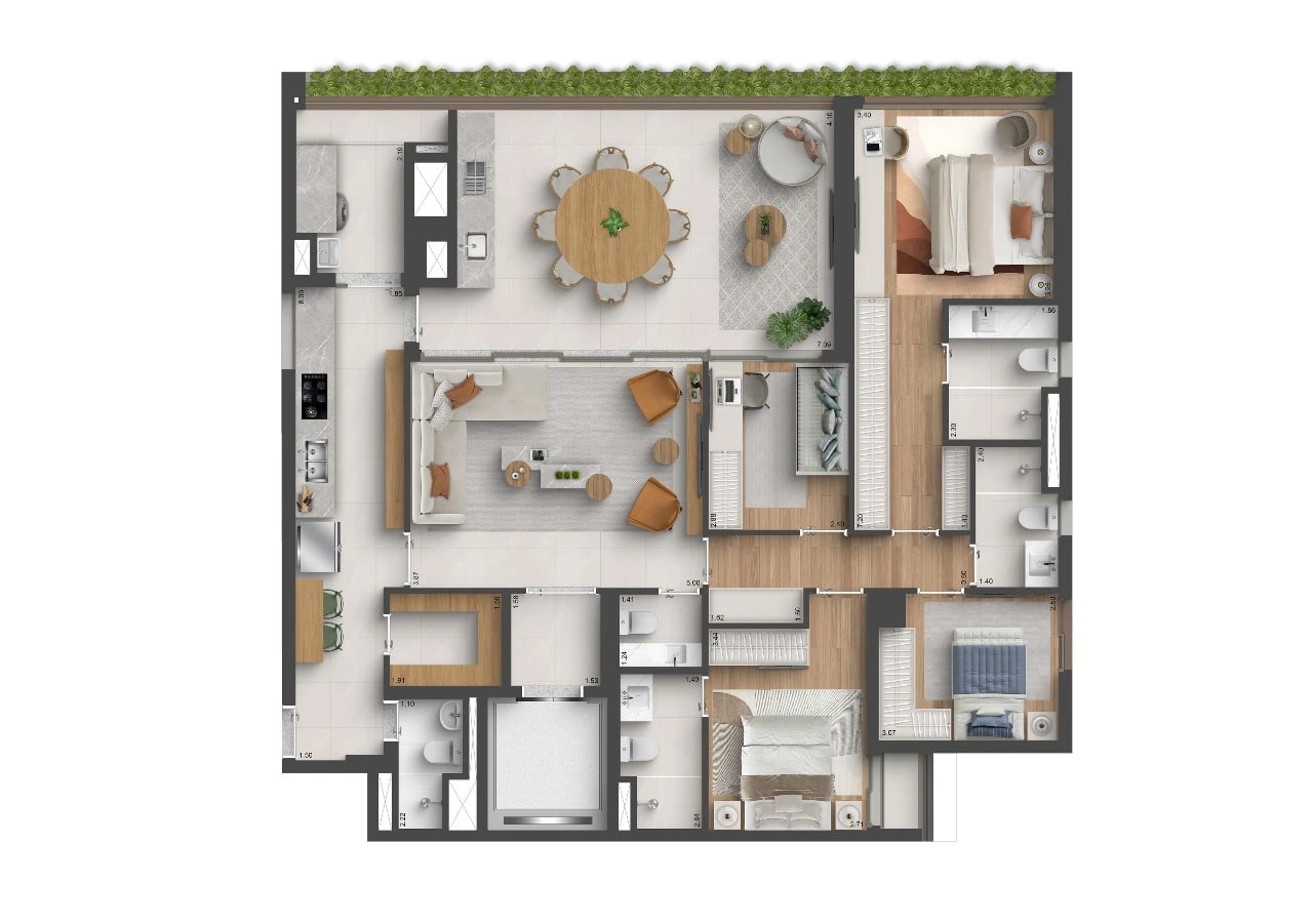 Planta 4 dorms — 164 m²